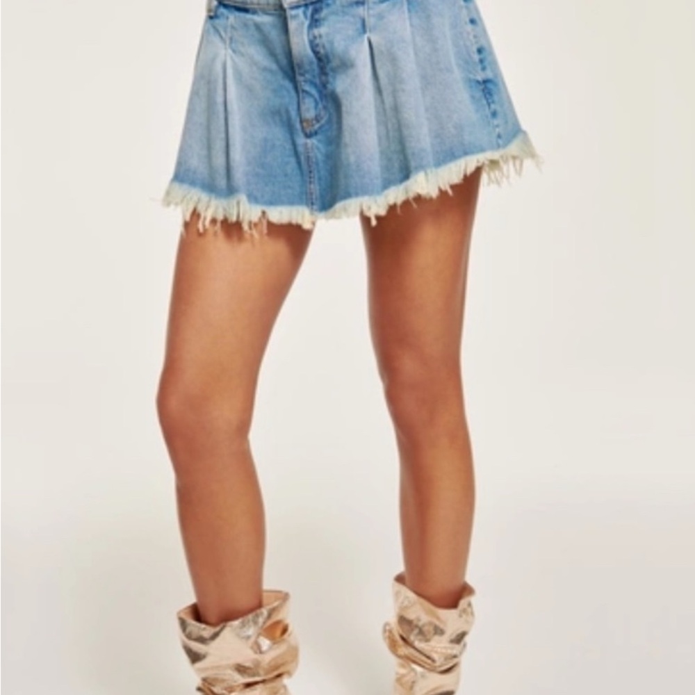 Frayed Denim Mini Skirt